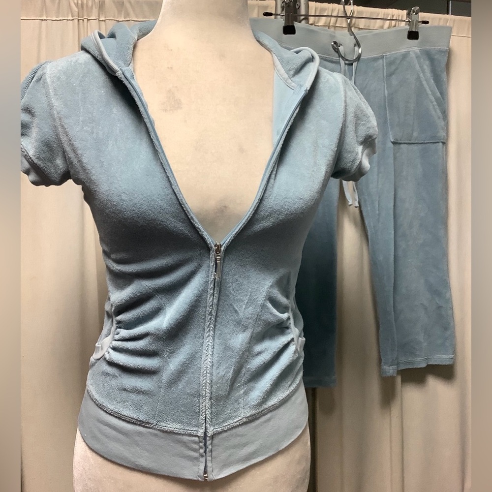 Juicy Couture Y2K Terry Shorts 32 x 18 Zip Up Hoodie Set